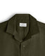 Olive Green Cuban Collar Long Sleeve Shirt