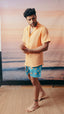 Orange Cuban Collar Shirt
