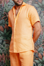 Orange Cuban Collar Shirt