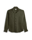 Olive Green Cuban Collar Long Sleeve Shirt