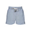 House of Malabaar boy's abstract wave print swim shorts with two side and one back pocket..