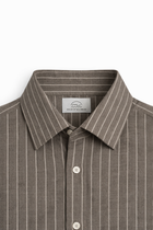 Taupe Stripes Cut-Away Collar