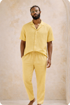 Yellow Cuban Collar Shirt