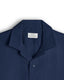 Navy Cuban Collar Long Sleeve Shirt