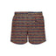 Printed, swim shorts with abstract pattern in black