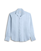 Sky Blue Cuban Collar Long Sleeve Shirt