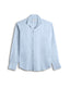 Sky Blue Cuban Collar Long Sleeve Shirt