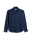 Navy Cuban Collar Long Sleeve Shirt