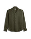 Olive Green Cuban Collar Long Sleeve Shirt