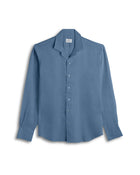 Dusty Blue Cuban Collar Long Sleeve Shirt