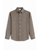 Taupe Stripes Cut-Away Collar