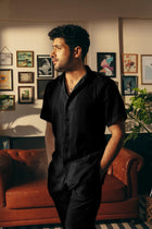 Black Cuban Collar Shirt