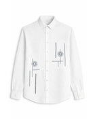 White Geometric Embroidered Cut-away collar