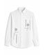 White Geometric Embroidered Cut-away collar
