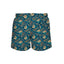 House of Malabaar boy's swim shorts with tropical leaves and hibiscus flowers.